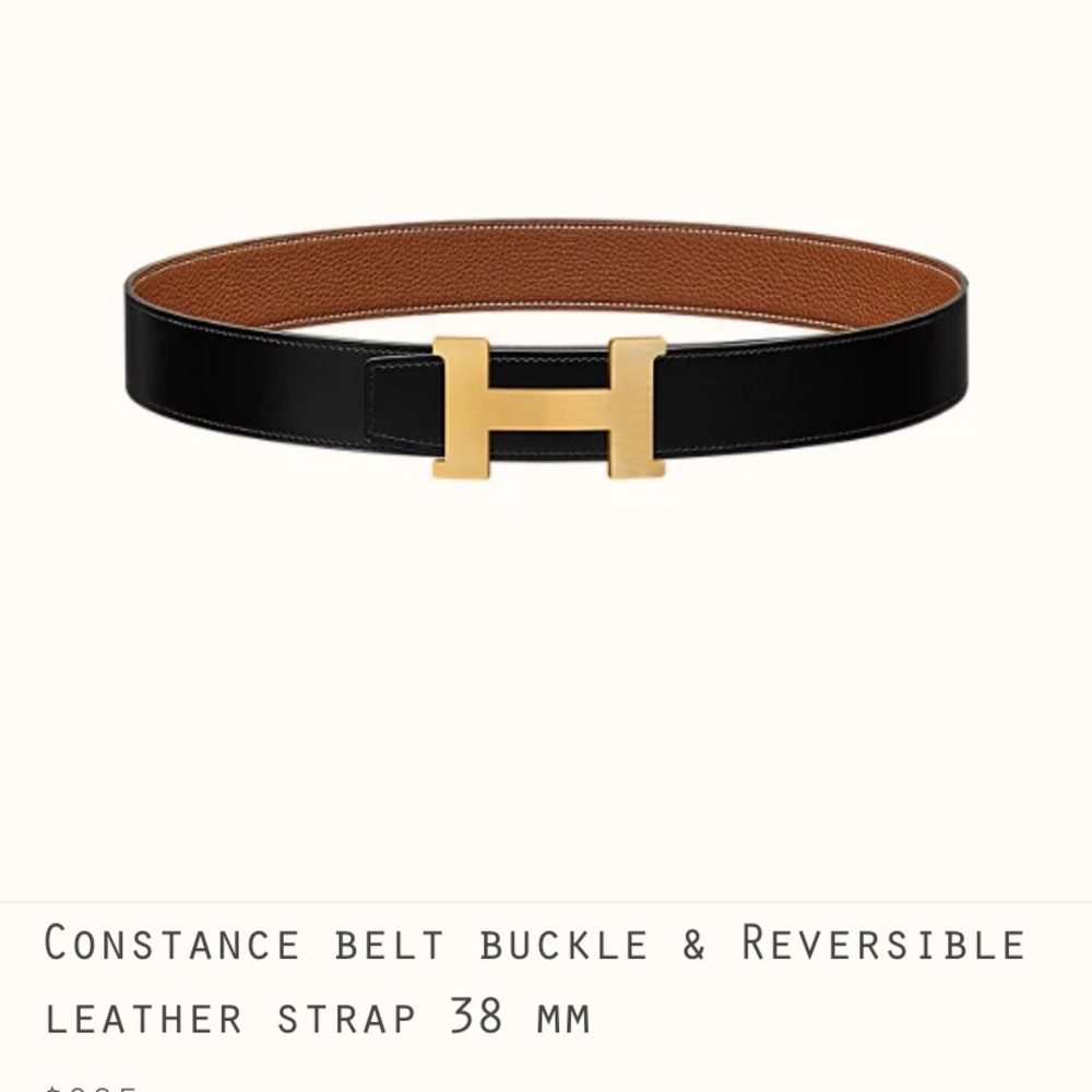 Reversible brown/black leather strap HERMES belt size 38 mm